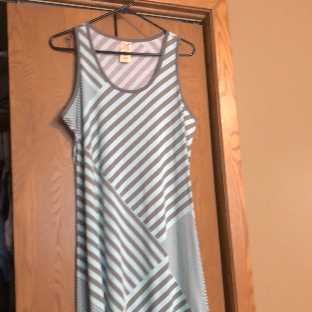 Sun dress. Light-teal & grey.